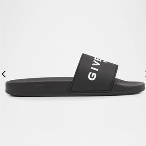 Givenchy Black Slide Sandal with White Logo Flip flops- Women